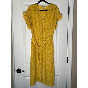 Max Studio Yellow Belted Floral Dress